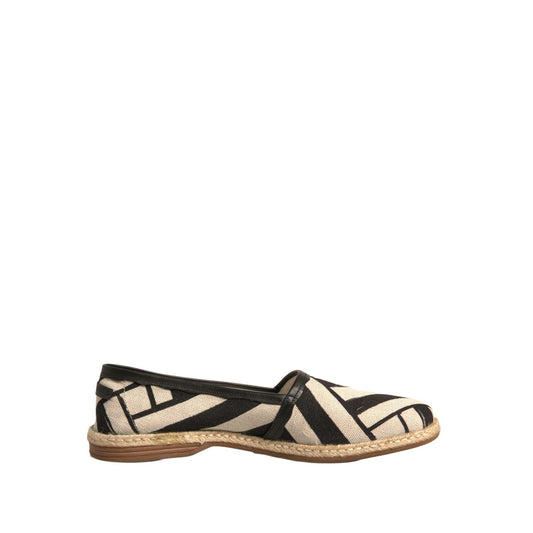 Dolce & Gabbana Black White Stripes Slip On Espadrille Shoes MV5523-41