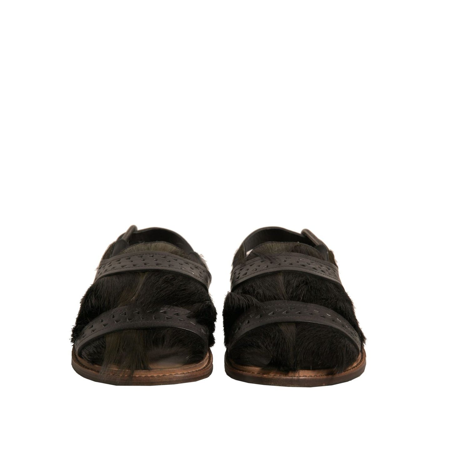 Dolce & Gabbana Green Gazelle Hair Leather Flats Sandals Shoes