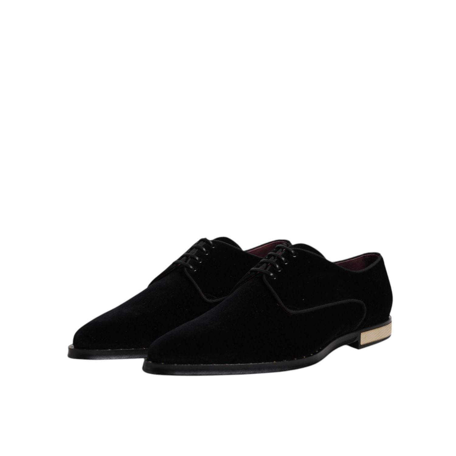 Dolce & Gabbana Black Velvet Cotton Lace Up Derby Shoes