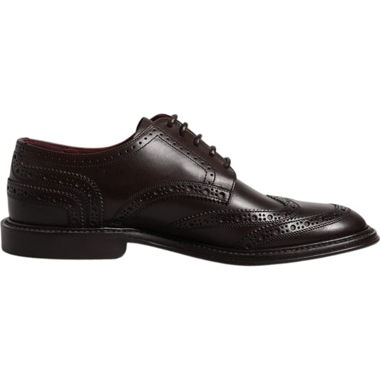 Dolce & Gabbana Brown Leather Derby Wingtip Lace Up Formal Dress Shoes MV6655-39