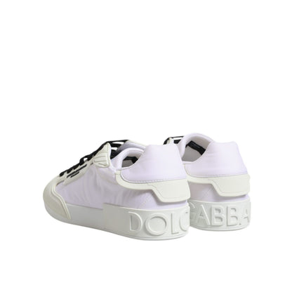 Dolce & Gabbana White Nylon Leather Low Top Sneakers Shoes