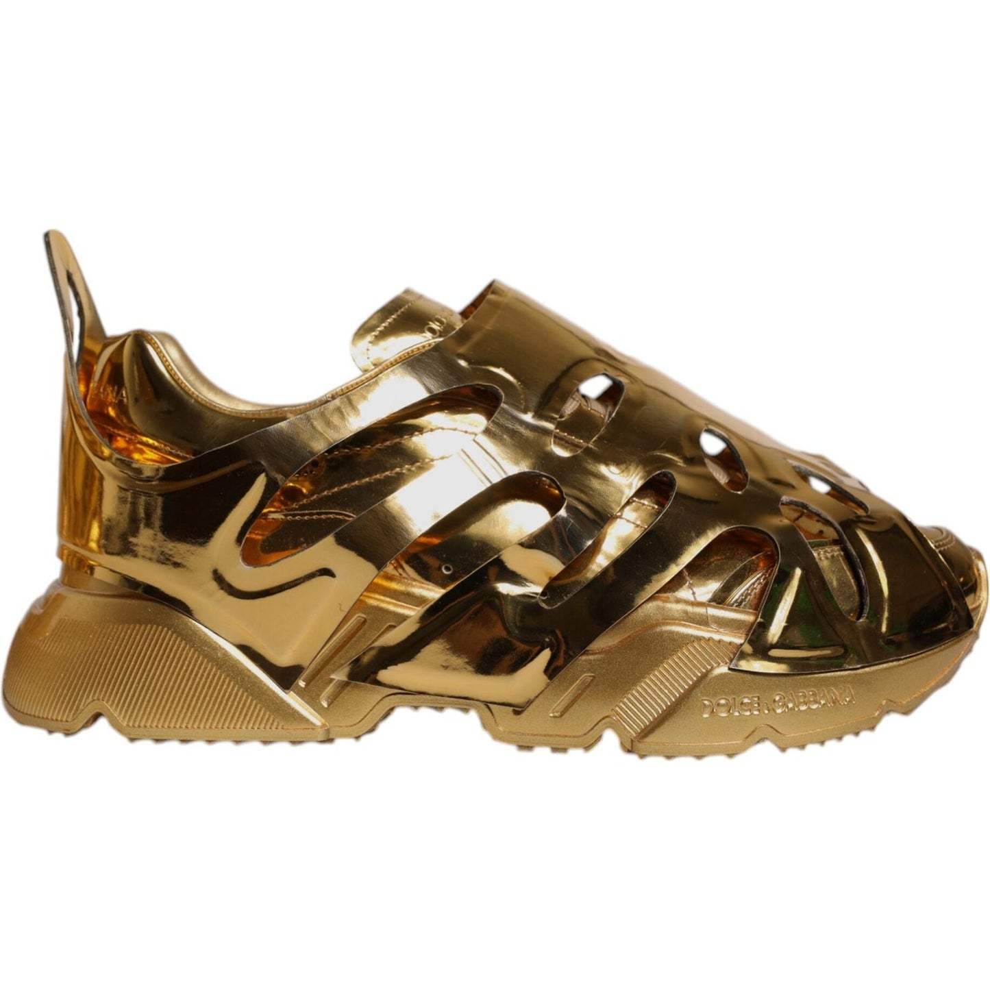 Dolce & Gabbana Gold Daymaster Leather Low Top Sneakers Shoes
