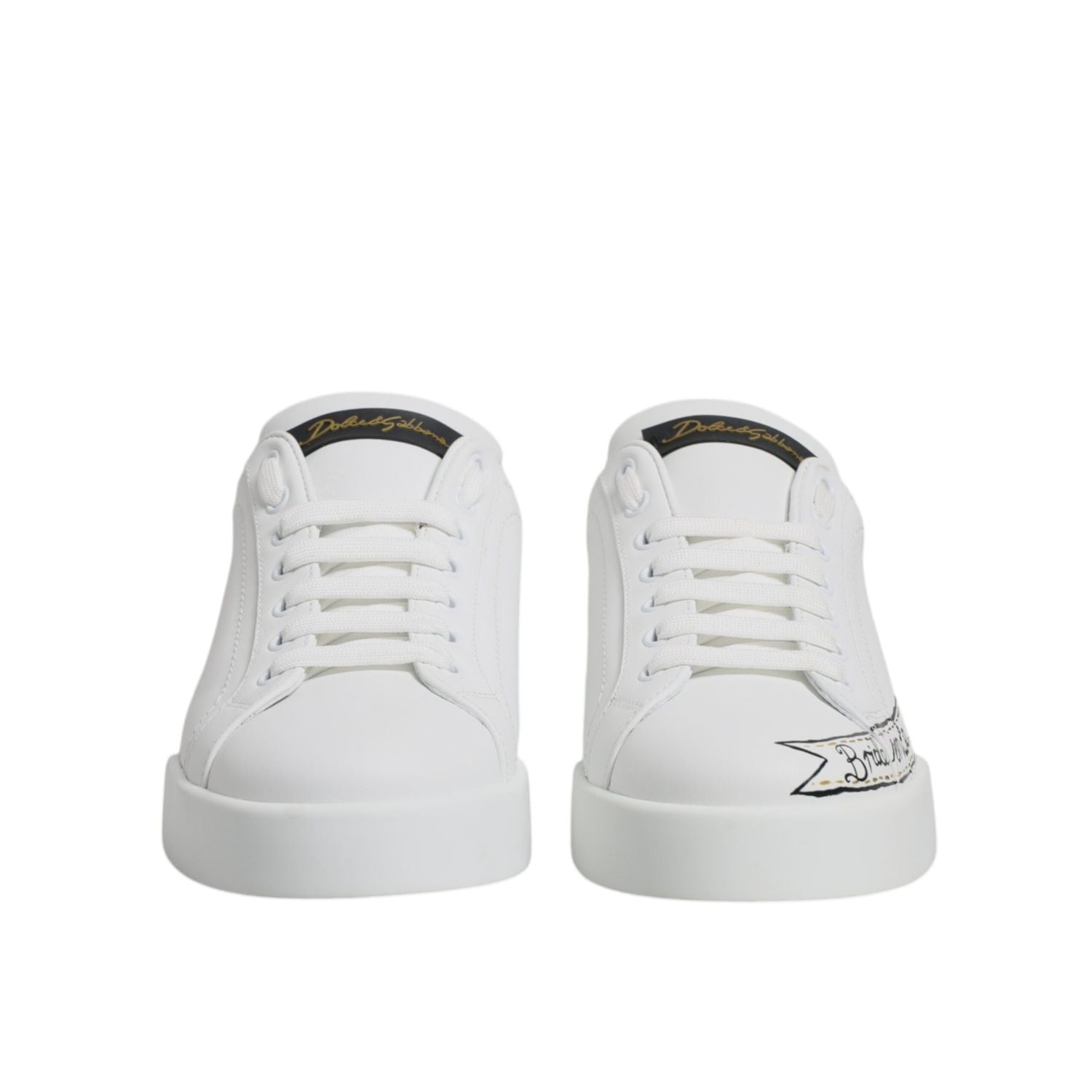 Dolce & Gabbana White Leather Low Top Lace Up Sneakers Shoes