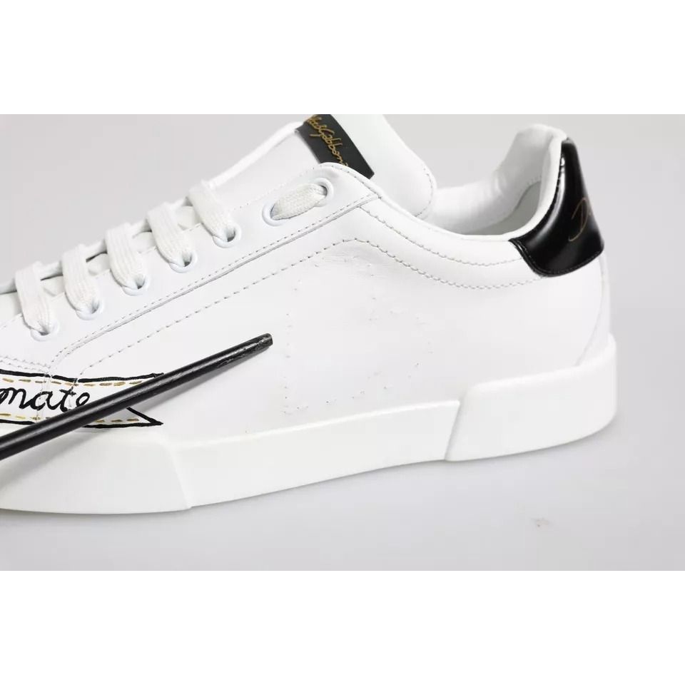 Dolce & Gabbana White Leather Low Top Lace Up Sneakers Shoes