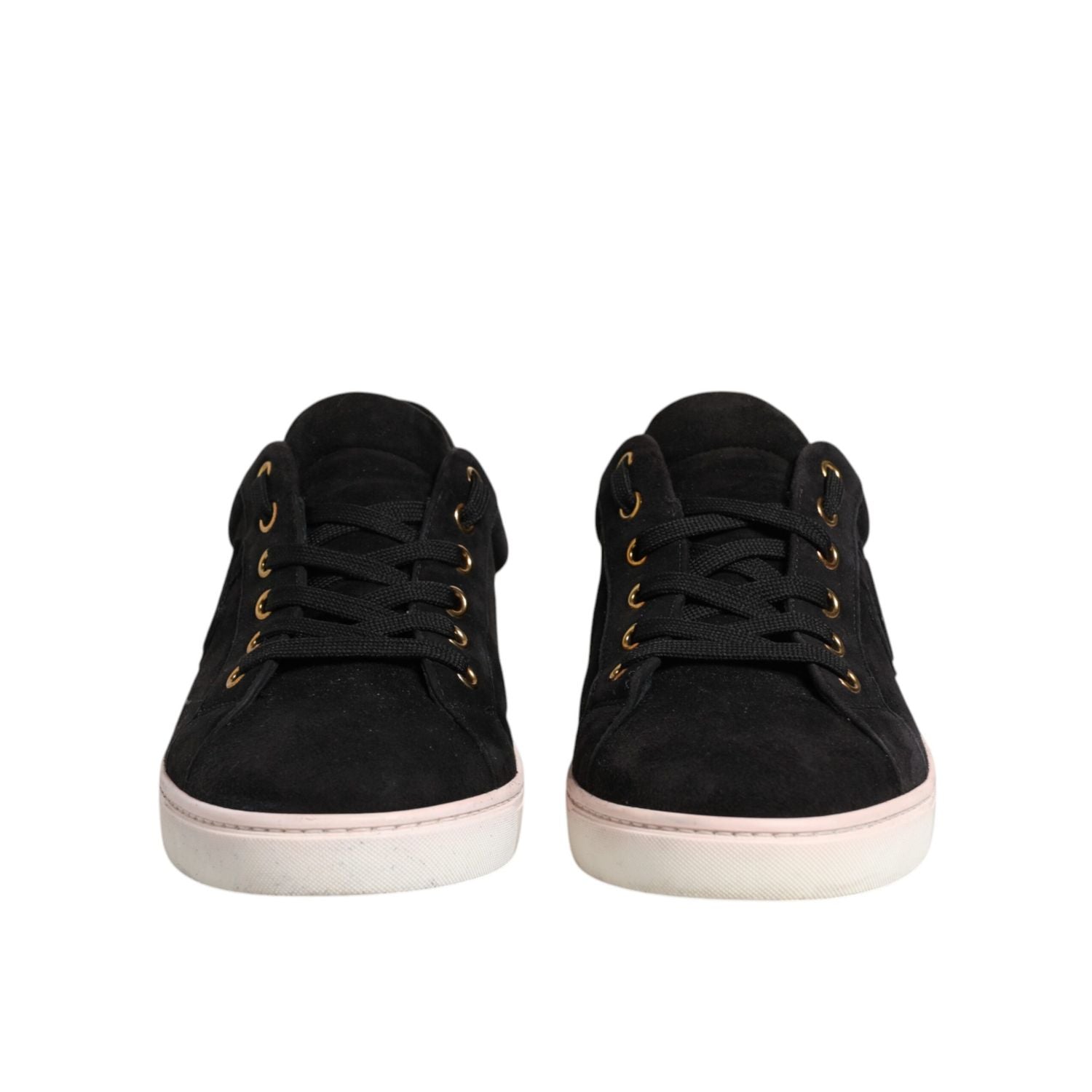 Dolce & Gabbana Black Logo Suede Leather Men Sneakers Shoes