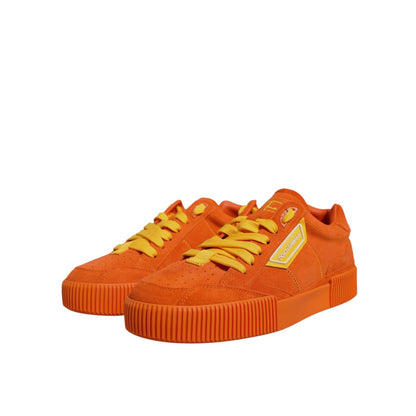 Dolce & Gabbana Orange Miami Leather Low Top Sneakers Shoes