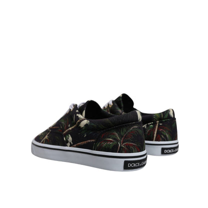 Dolce & Gabbana Black Tropical Print Low Top Sneakers Shoes
