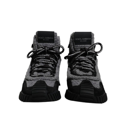 Dolce & Gabbana Gray Black NS1 High Top Boots Sneakers Shoes