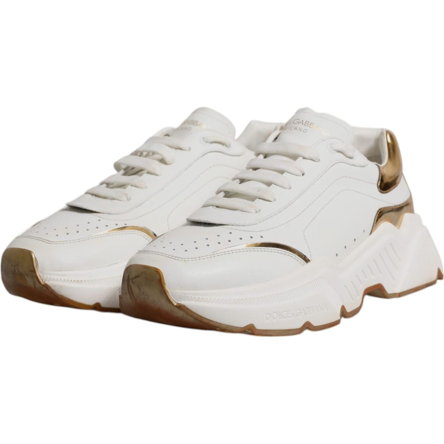 Dolce & Gabbana White Gold DAYMASTER Leather Sneakers Shoes MV6781-42