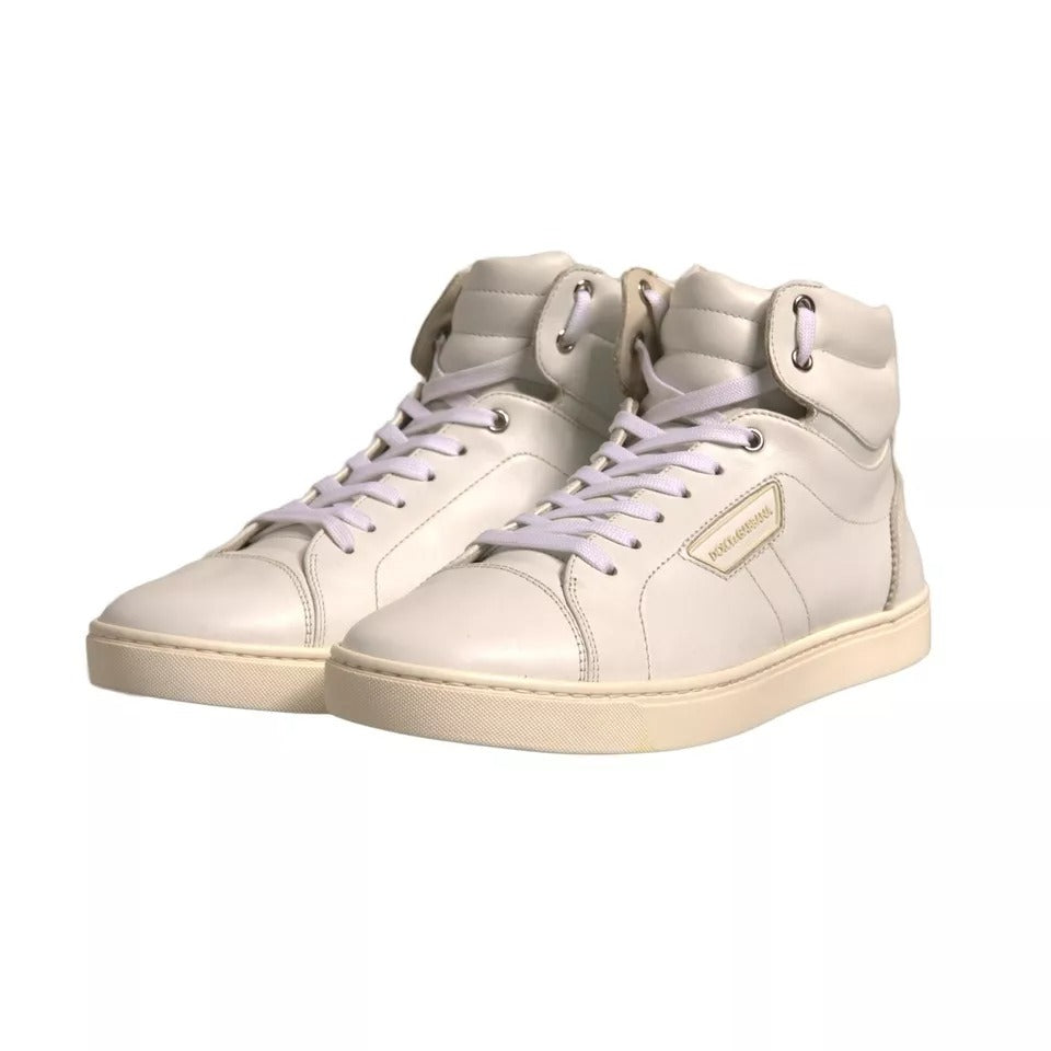 Dolce & Gabbana White London Logo High Top Sneakers Shoes MV6813#2-41