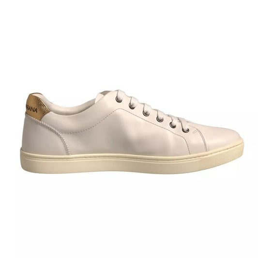 Dolce & Gabbana White Leather Heart Embellished Sneakers Shoes MV6849-43