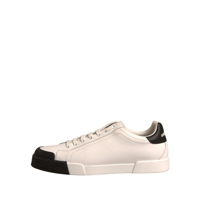 Dolce & Gabbana White Leather Logo Portofino Sneakers Shoes