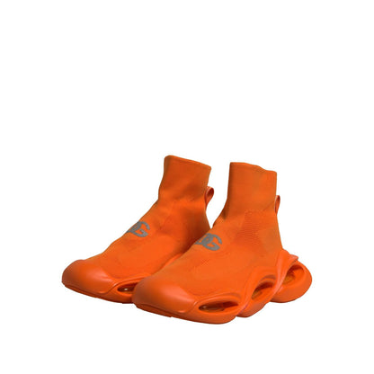 Dolce & Gabbana Orange Slip On Wave Socks Men Sneakers Shoes