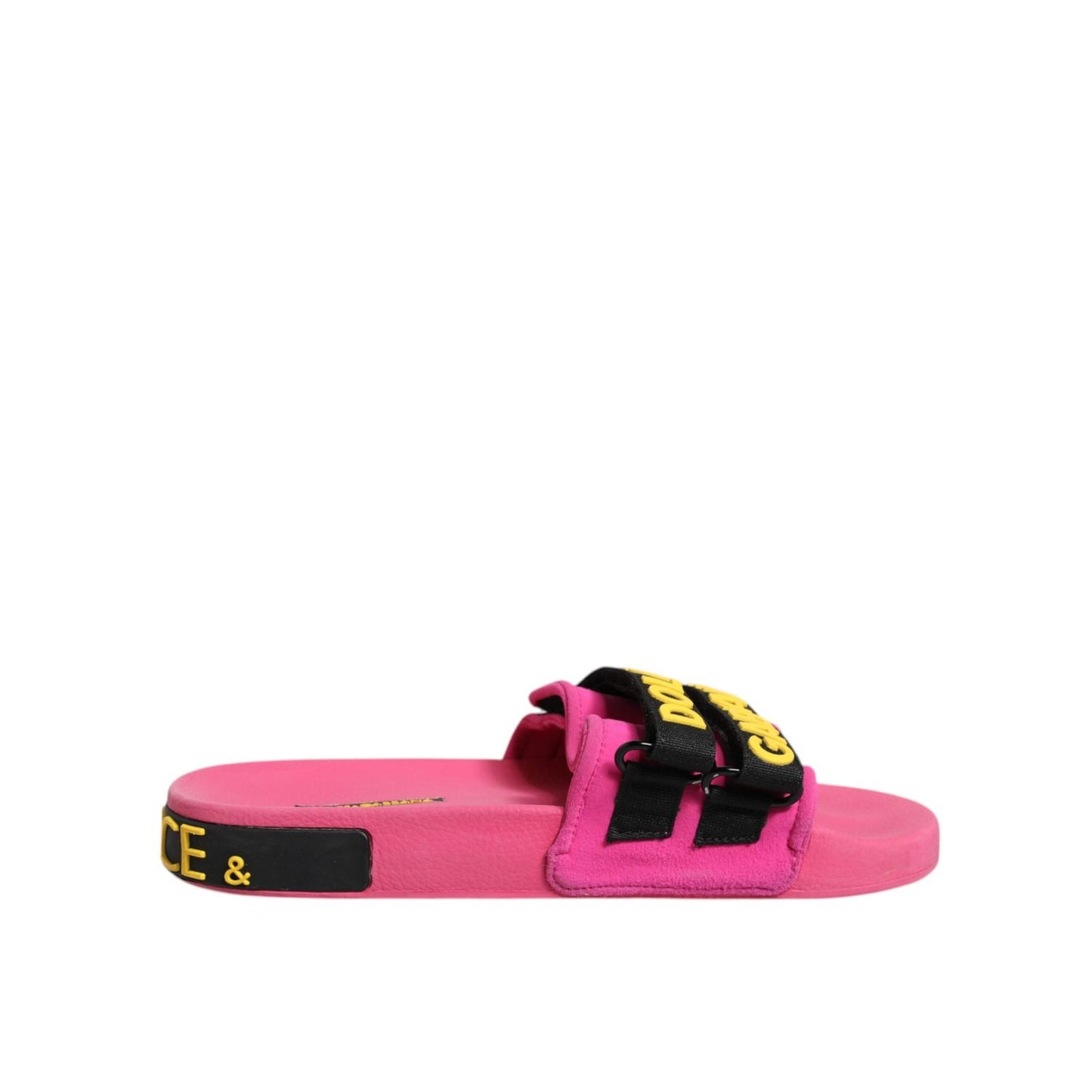 Dolce & Gabbana Fuchsia Neoprene Slides Flats Beachwear Shoes