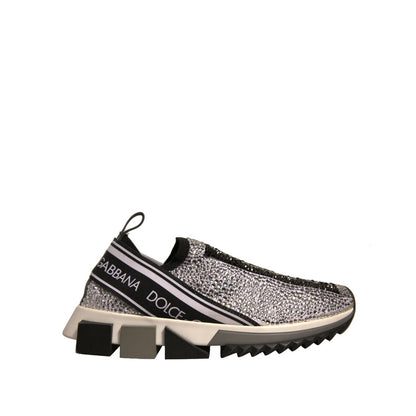 Dolce & Gabbana Silver Rhinestones Sorrento Sneakers Shoes