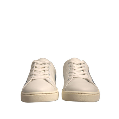 Dolce & Gabbana White Suede Leather Low Top Sneakers Shoes