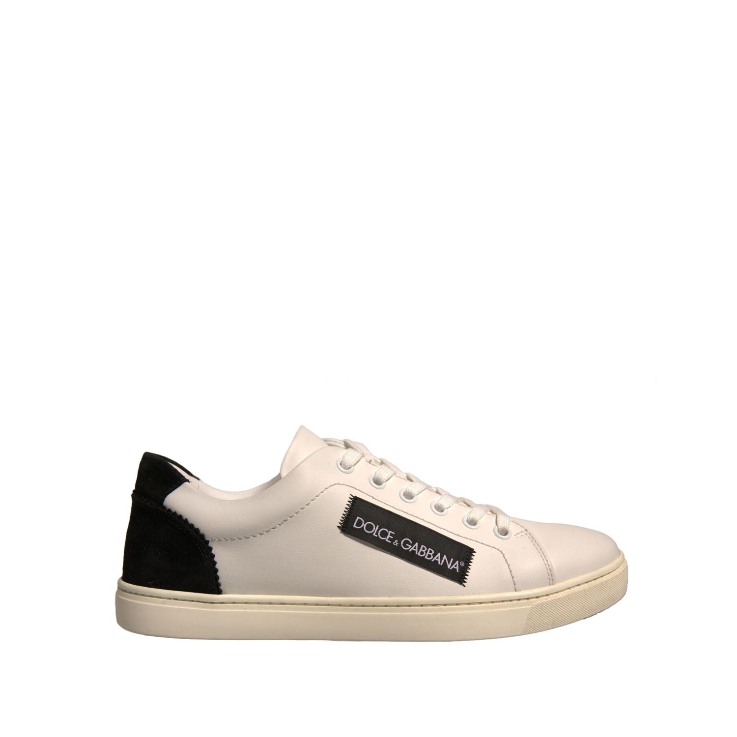 Dolce & Gabbana White Suede Leather Low Top Sneakers Shoes