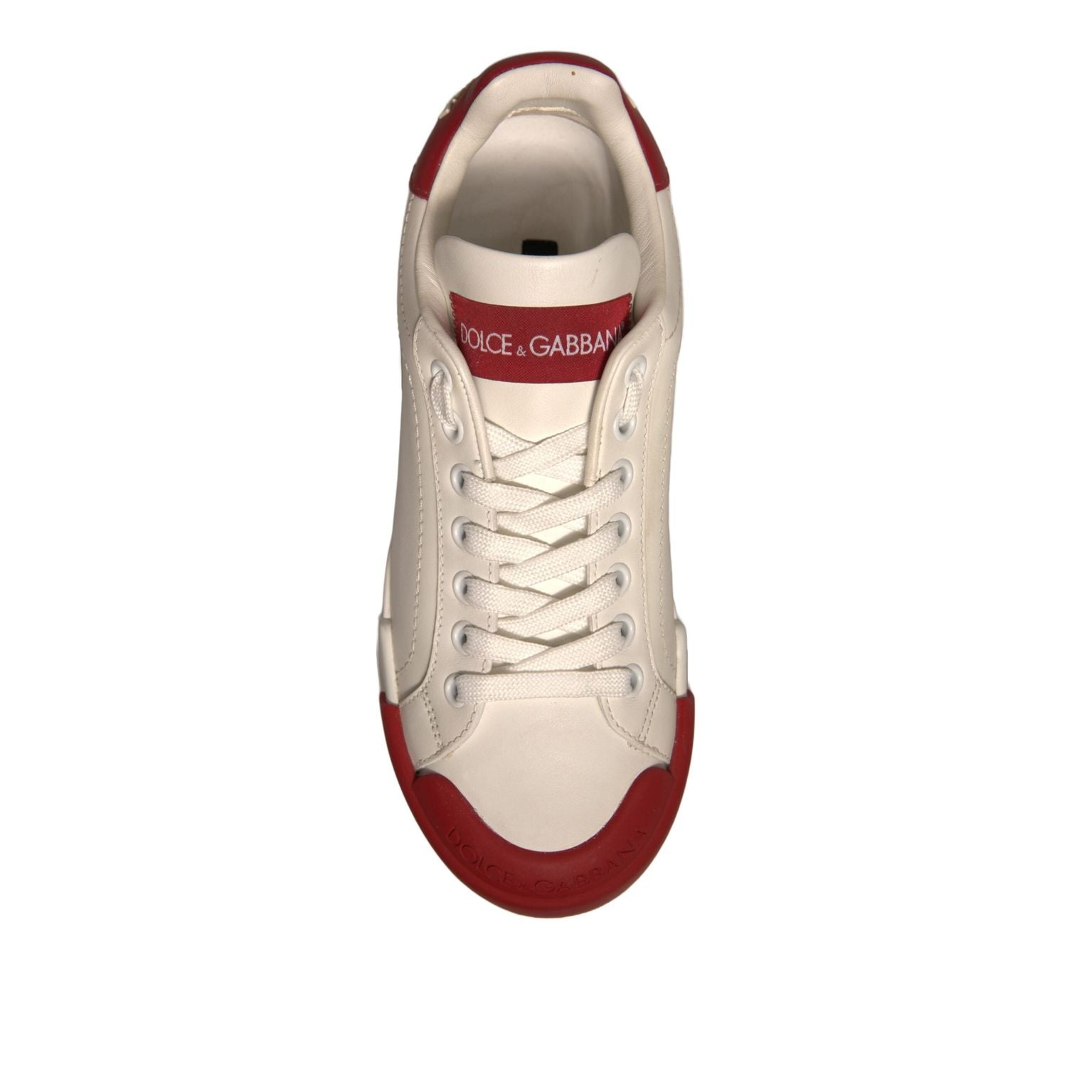 Dolce & Gabbana Shoes White Leather Logo Portofino Sneakers