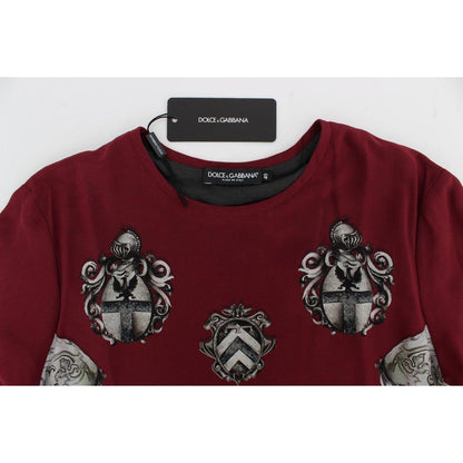 Dolce & Gabbana Red Knight Print Silk Blouse T-shirt