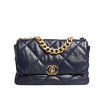 Chanel Blue Leather Large Quilted Chain Hand Shoulder Bag CHA194