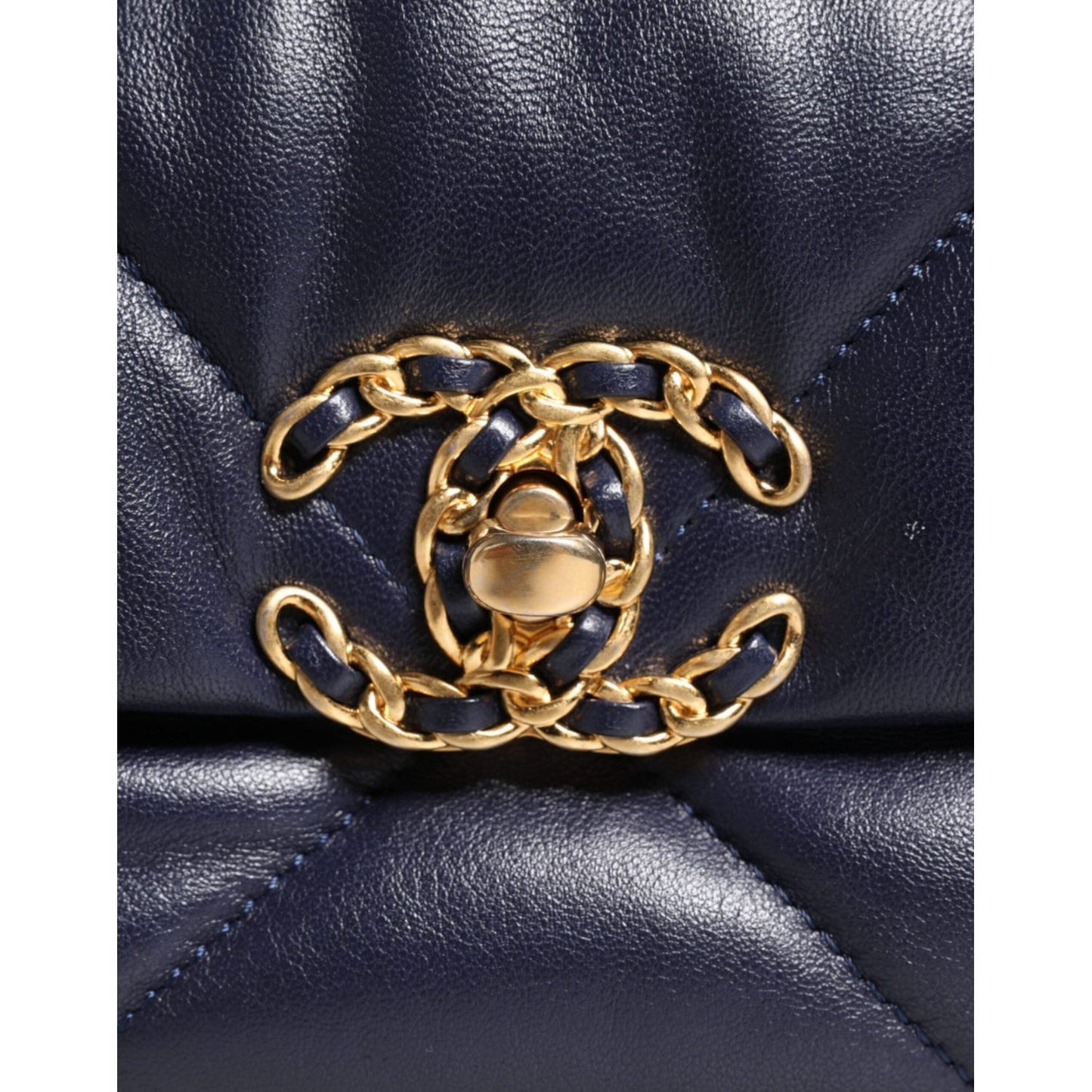 Chanel Blue Leather Large Quilted Chain Hand Shoulder Bag CHA194