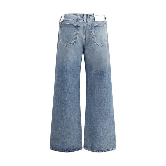 Rear view of Agolde Lex Jeans with wide leg design and five-pocket style, showcasing modern and comfortable fit.