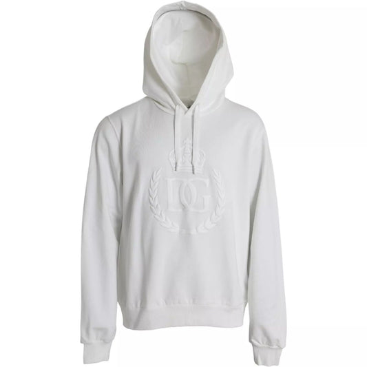 Dolce & Gabbana White Cotton Hooded Pullover Sweatshirt Sweater TSH851970-56