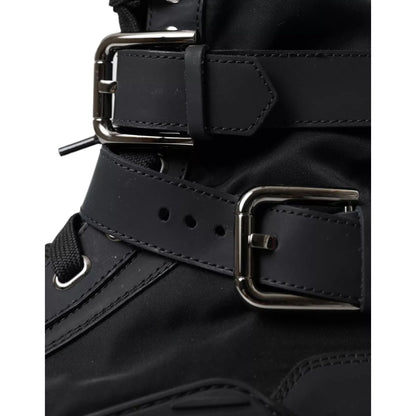 Dolce & Gabbana Black Nylon NS1 High Top Sneakers Shoes