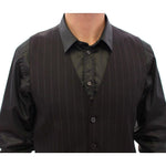 Dolce & Gabbana Black Striped Wool Logo Vest GSS12020-1