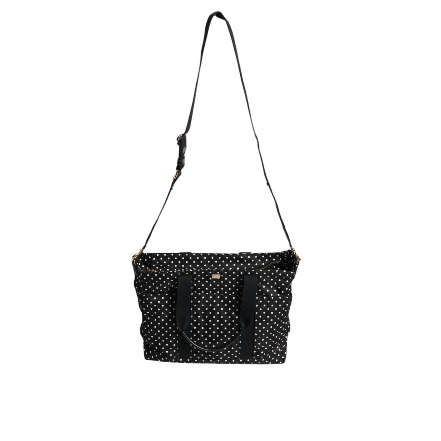 Front view with bag zipped and handles upright.
