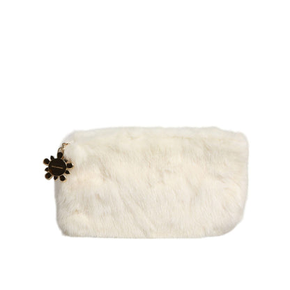 Dolce & Gabbana White Fur Handbag Clutch Purse Pouch Bag