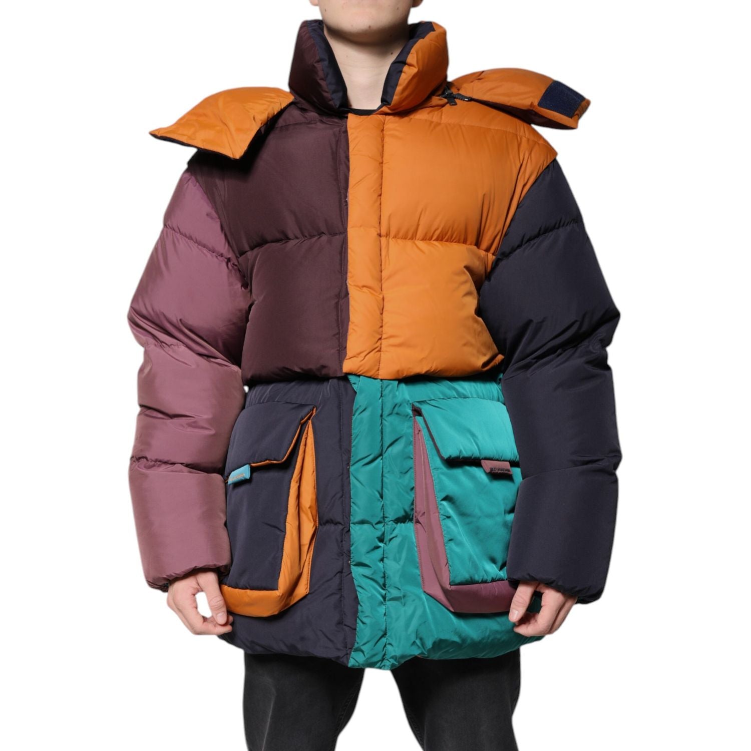Dolce & Gabbana Multicolor Quilted Hooded Puffer Jacket