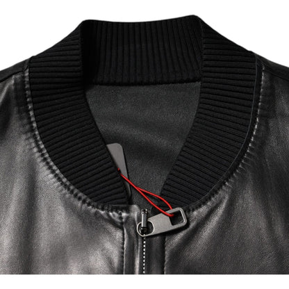 Dolce & Gabbana Black Lambskin Full Zip Biker Blouson Jacket