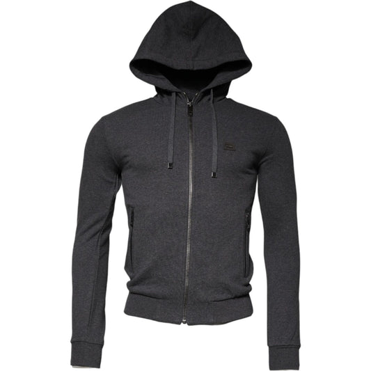 Dolce & Gabbana Gray Logo Full Zip Hooded Sweatshirt Sweater TSH878552-46
