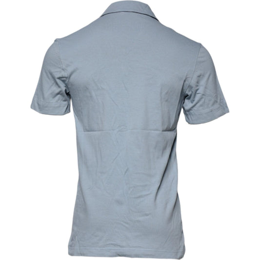 Dolce & Gabbana Blue Cotton Button Down Casual Men Polo Shirt TSH878565-48