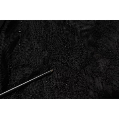 Blugirl Black Short Sleeves Floral Lace Trim A-line Mini Dress