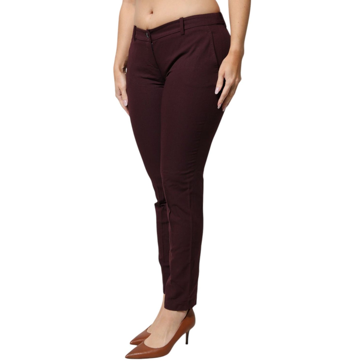 Aniye By Maroon Mid Waist Tapered Skinny Dress Pants