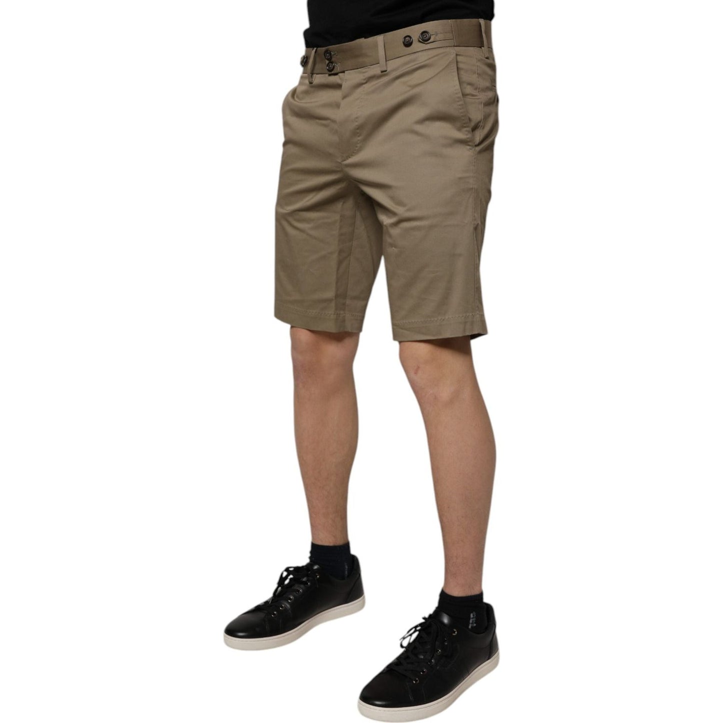 Dolce & Gabbana Dark Khaki Cotton Stretch Casual Chino Shorts PAN75246-48