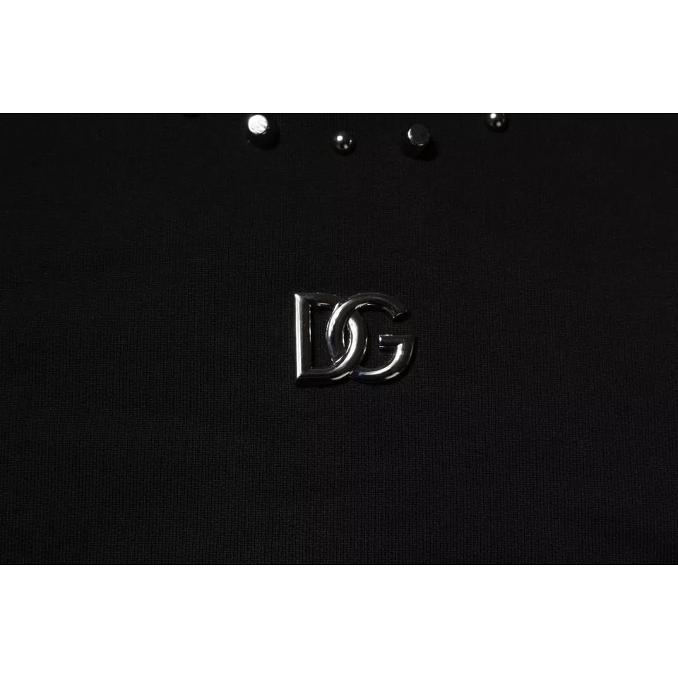 Dolce & Gabbana Black Logo Stud Pullover Sweatshirt Sweater