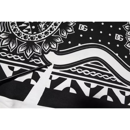 Dolce & Gabbana White Black Printed Cotton Sweatshirt Sweater