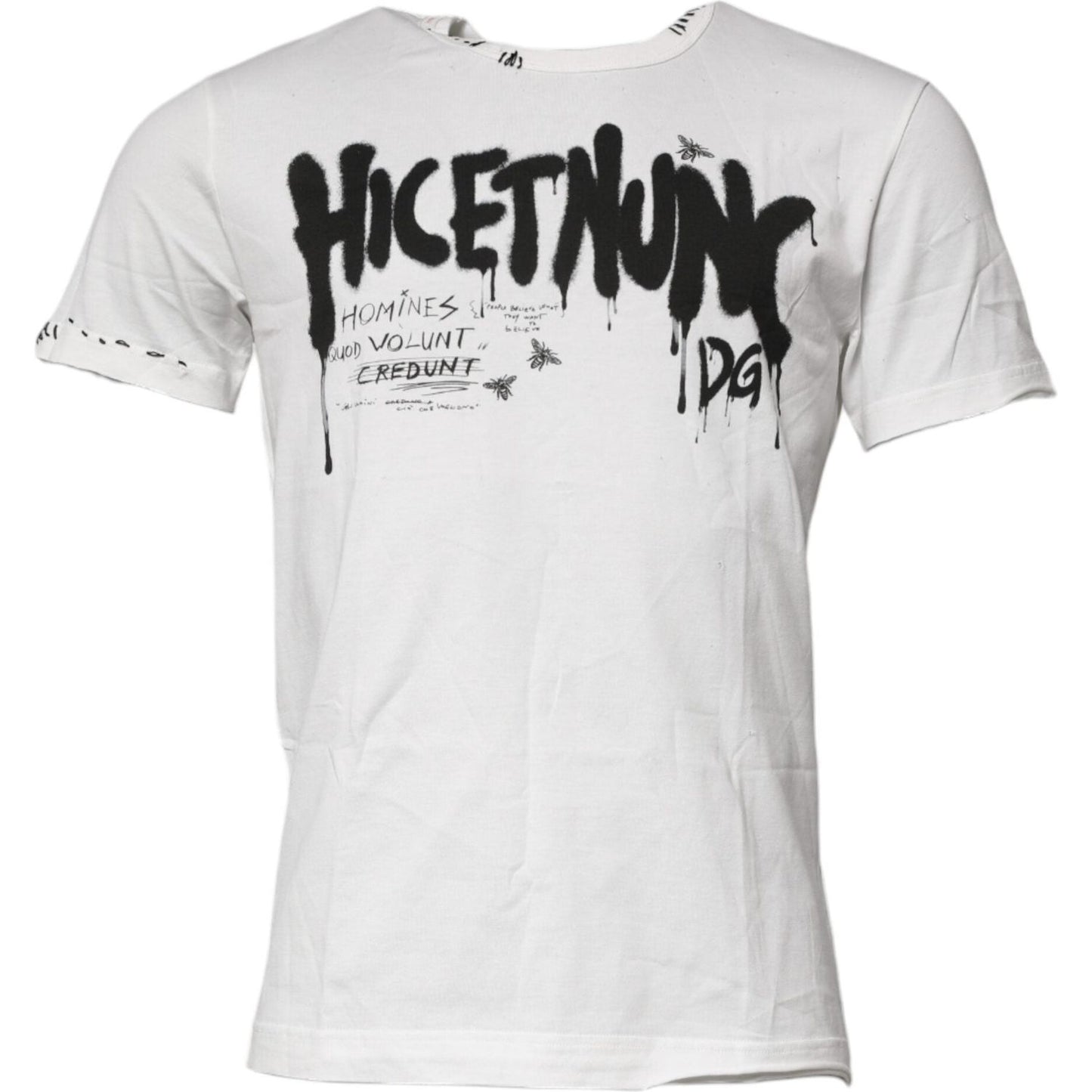 Dolce & Gabbana White Graphic Print Cotton Crew Neck T-shirt