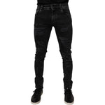 Dolce & Gabbana Black Tattered Cotton Skinny Men Denim Jeans PAN75287-48