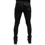 Dolce & Gabbana Black Tattered Cotton Skinny Men Denim Jeans PAN75287-48