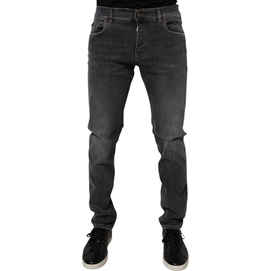Dolce & Gabbana Dark Gray Washed Cotton Slim Fit Denim Jeans PAN75288-52