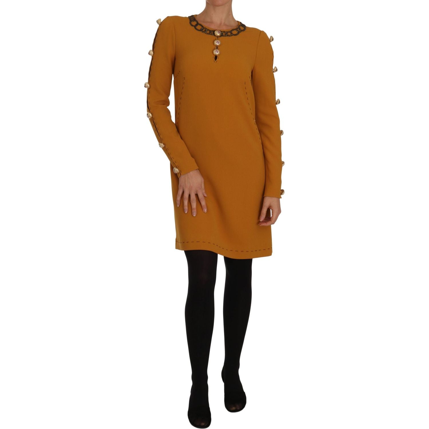 Dolce & Gabbana Brown Mini  Crystal Embellished Dress