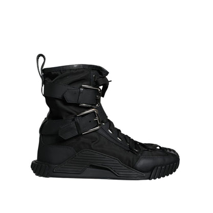 Dolce & Gabbana Black Nylon Lace-Up Boots