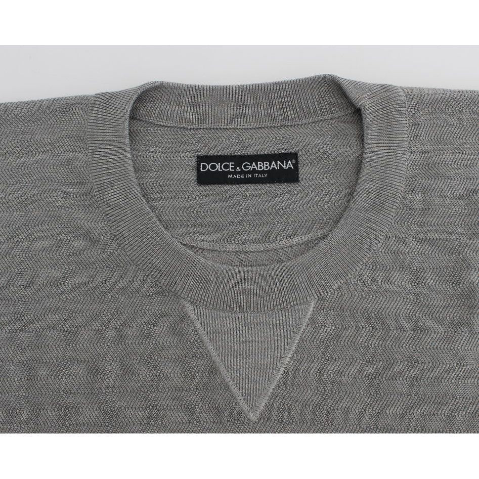 Dolce & Gabbana Gray Crewneck Pullover Silk Sweater