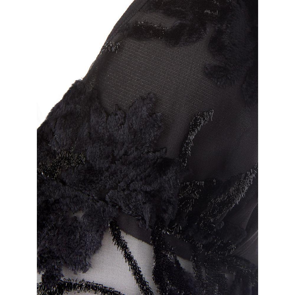 优雅黑色粘胶连衣裙