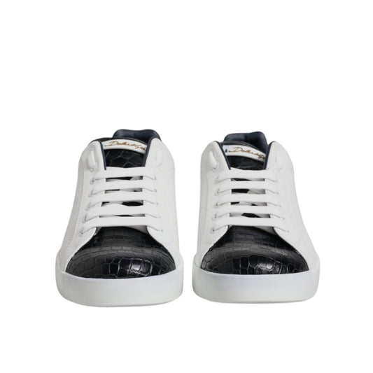Dolce & Gabbana White Black Leather Portofino Sneaker Shoes MV7037#1-42