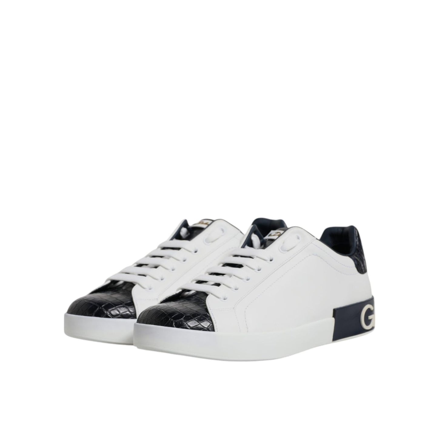 Dolce & Gabbana White Black Leather Portofino Sneaker Shoes MV7037#1-42
